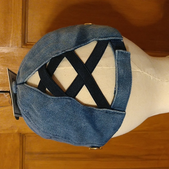C.C Distressed PonyCap with Epoxy Side Buttons for Face Masks - Picture 6 of 9
